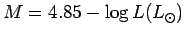 $M=4.85-\log{L(L_{\odot})}$